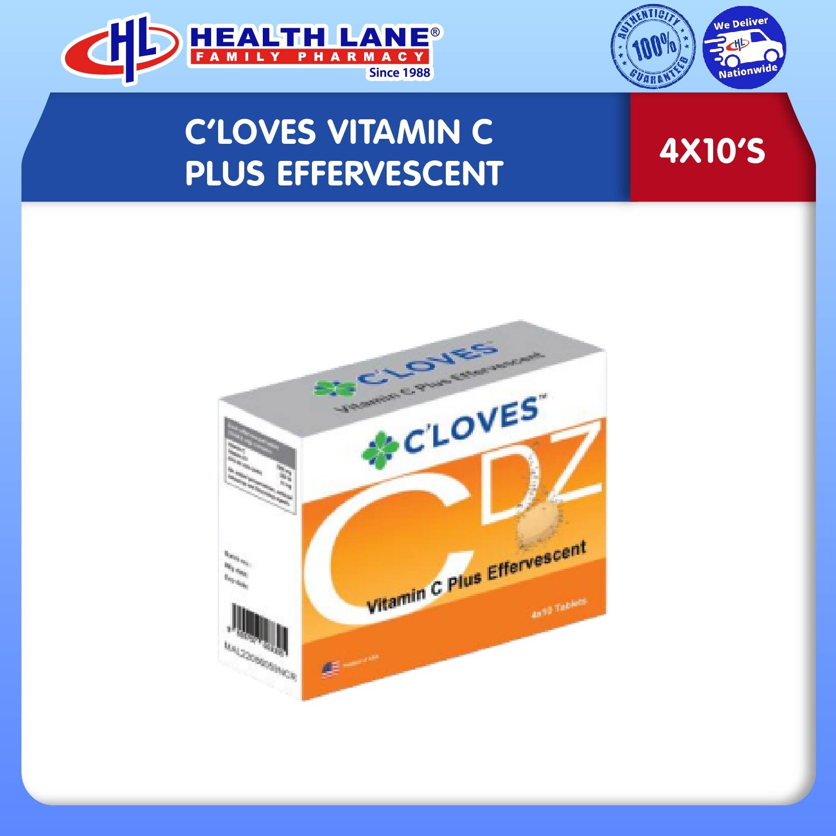 C'LOVES VITAMIN C, ZIN, D3 EFF (10'S X 4)